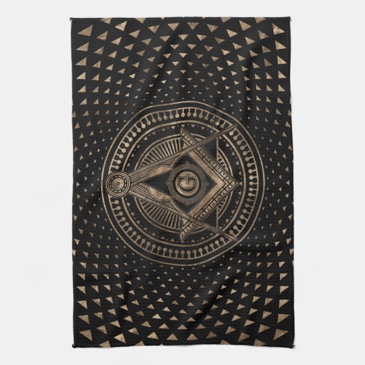 Freimaurerensymbol Platz und Kompasse Geschirrtuch (Vertikal)