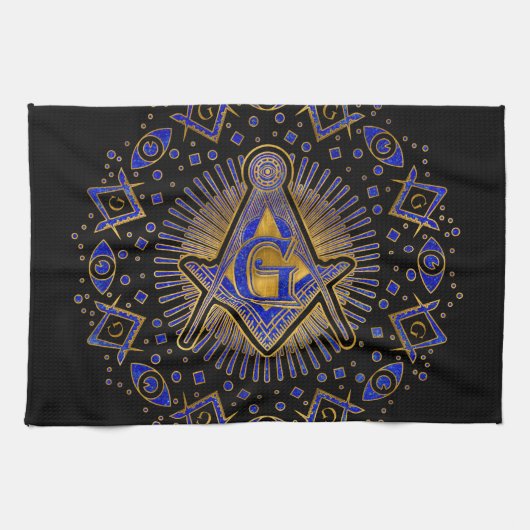 Freimaurerensymbol Platz und Kompasse Geschirrtuch (Horizontal)