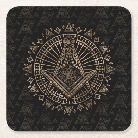 Freimaurerensymbol Platz und Kompasse Rechteckiger Pappuntersetzer (Vorderseite)