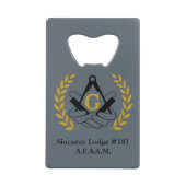 Freimaurerflaschenöffnerkarte Geldbeutel Flaschenöffner (Vorderseite)