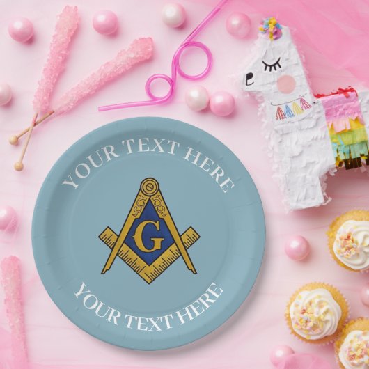 Freimaurerplatz und Compass Blue Pappteller (Party)