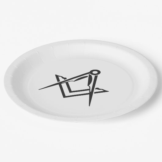 Freimaurerplatz und Compass Blue Pappteller (Schrägansicht)