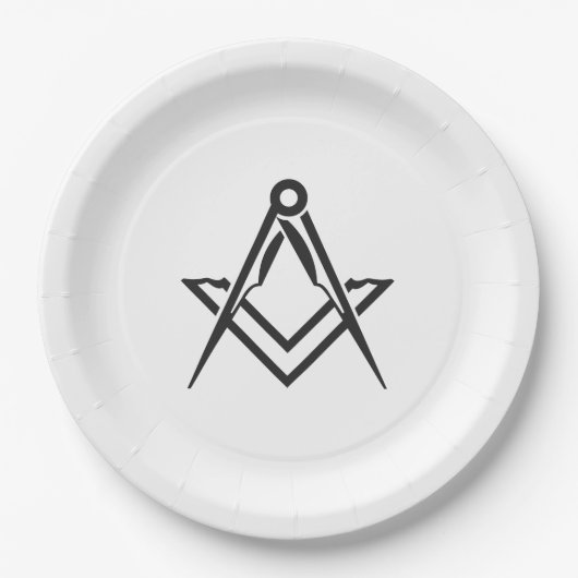 Freimaurerplatz und Compass Blue Pappteller (Vorderseite)