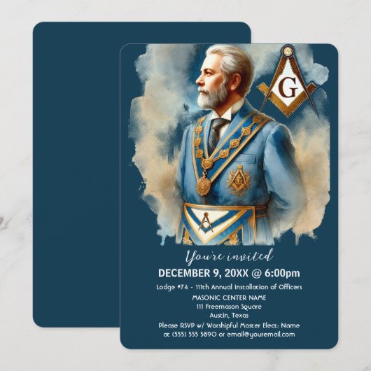 Freimaurerplatz und Compass Masonic Einladung (Vorne/Hinten)