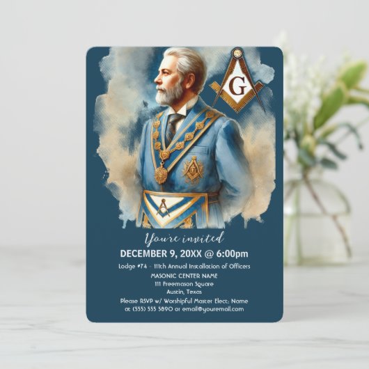 Freimaurerplatz und Compass Masonic Einladung (Stehend Vorderseite)