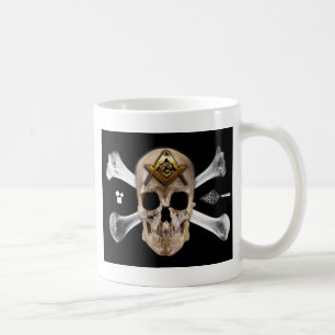 Freimaurerschädel-u. Knochen-Kompass-Quadrat Kaffeetasse