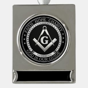 Freimaurersymbol Banner-Ornament Silber