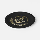 Freimaurersymbol Pappteller (Schrägansicht)