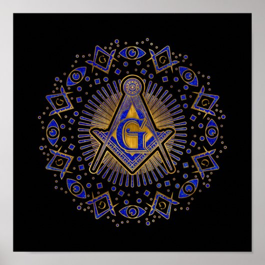 Freimaurersymbol Platz und Kompasse Poster (Vorne)