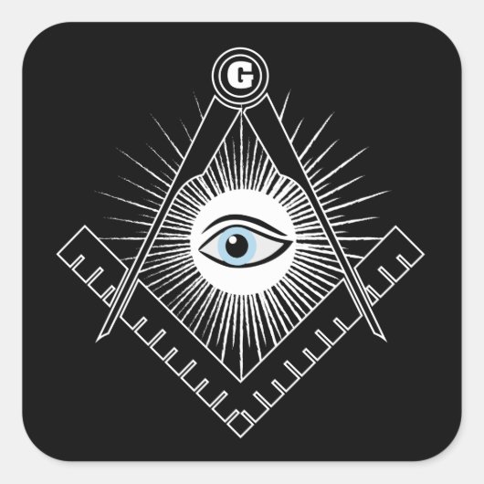 Freimaurersymbol Quadratischer Aufkleber (Vorderseite)