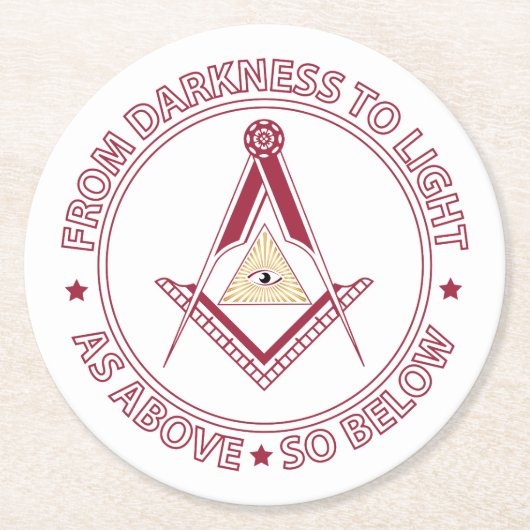 Freimaurersymbol Runder Pappuntersetzer (Vorderseite)