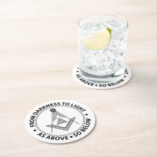 Freimaurersymbol Runder Pappuntersetzer (Vor Ort)