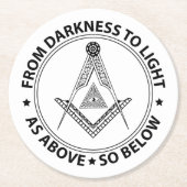 Freimaurersymbol Runder Pappuntersetzer (Vorderseite)