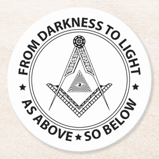 Freimaurersymbol Runder Pappuntersetzer (Vorderseite)