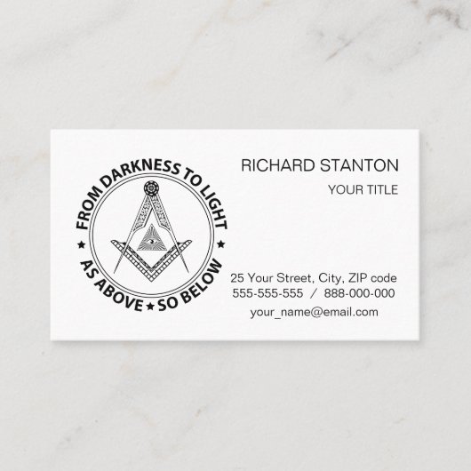 Freimaurersymbol Visitenkarte (Vorderseite)