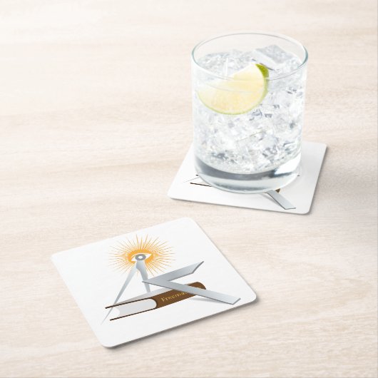 Freimaurersymbolen Rechteckiger Pappuntersetzer (Vor Ort)