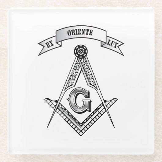 Freimaurerzeichen Glasuntersetzer (Vorderseite)