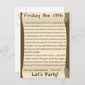 Freitag, den 13. einladungspostkarte (Vorne/Hinten)