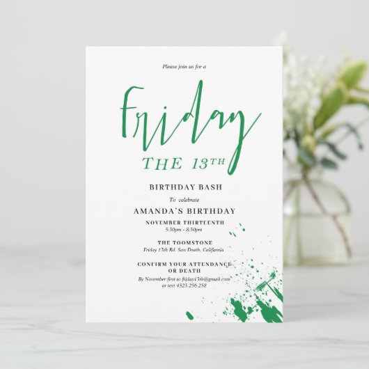 Freitag, den 13. Geburtstag Einladung (Stehend Vorderseite)
