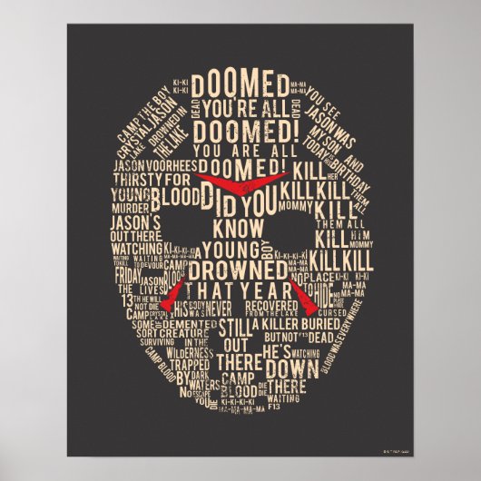 Freitag, den 13. | Typografie Hockeymaske Poster (Vorne)