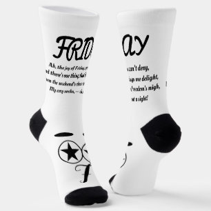 Freitag Gedicht Socks - Trendy, Funny, White&Black Socken