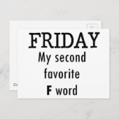Freitag mein zweites Lieblingsf-Wort Postkarte (Vorne/Hinten)