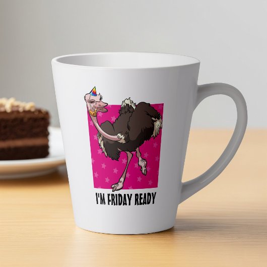 Freitag Zitat Funny Dancing Party Ostrich Cartoon Milchtasse