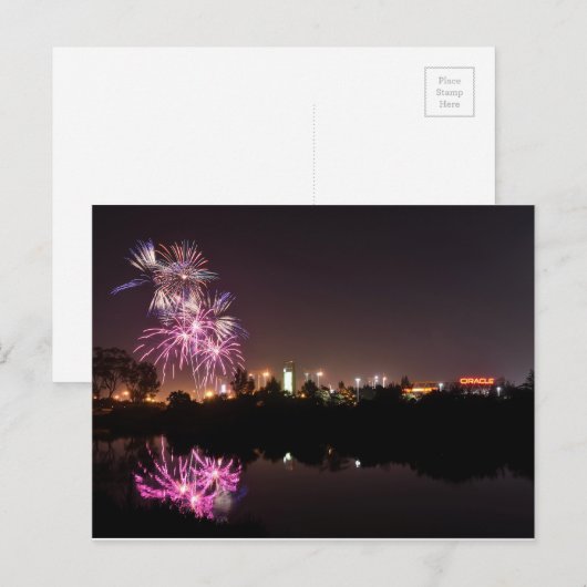 Freitagabend Feuerwerk Postkarte (Vorne/Hinten)