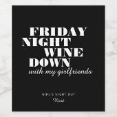 Freitagabend Girls Night Weinetikett (Einzelnes Label)