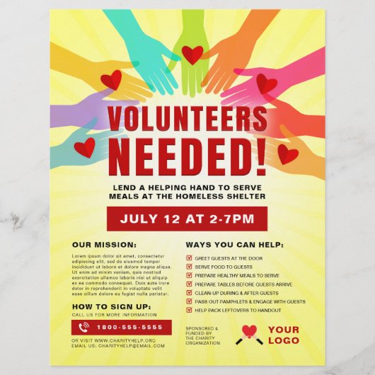 Freiwillige benötigen Werbehandbücher für Wohltäti Flyer (Vorne)