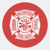 Freiwillige Feuerwehraufkleber rot Runder Aufkleber (Vorderseite)