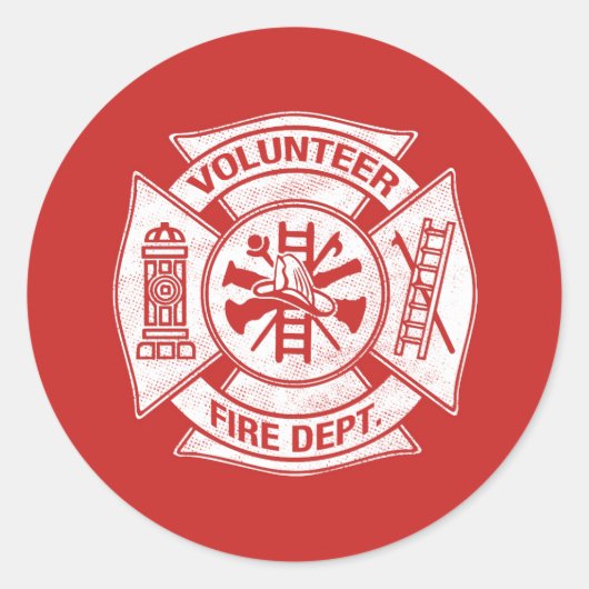 Freiwillige Feuerwehraufkleber rot Runder Aufkleber (Vorderseite)