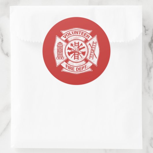 Freiwillige Feuerwehraufkleber rot Runder Aufkleber (Tasche)