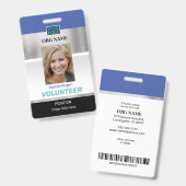 Freiwillige, Foto Name Logo Info, Silver Blue Blac Ausweis (Vorder- & Rückseite)