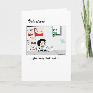 Freiwillige geben weg ihr Lächeln - danke zu