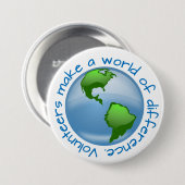 Freiwillige machen eine Welt der Unterschiede Button (Vorne & Hinten)