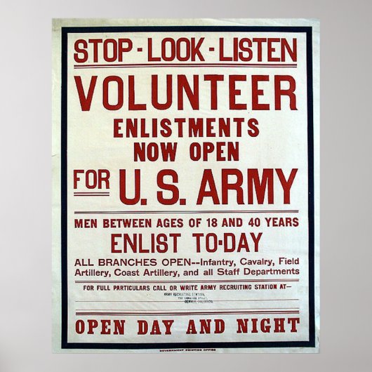 Freiwillige - US-Armee Poster (Vorne)