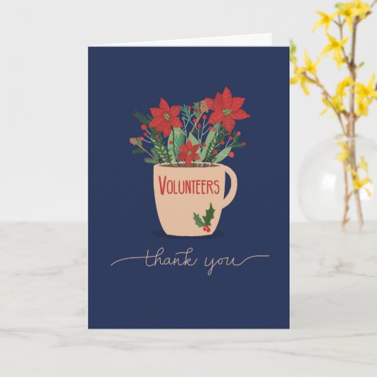 Freiwillige Vielen Dank an Christmas Poinsettias Karte (Gelbe Blume)