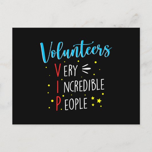 Freiwillige VIP Freiwillige Freiwillige Wohltätigk Postkarte (Vorderseite)