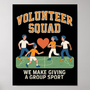 Freiwilligen-Team - Gruppe gibt Fußball Herz Desig Poster