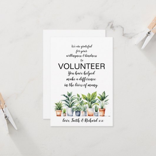 Freiwilligenwoche Karte (Vorderseite/Rückseite Beispiel)