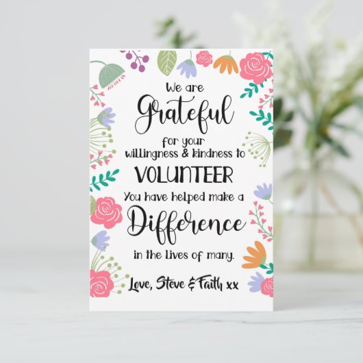 Freiwilligenwochenkarte Karte (Stehend Vorderseite)