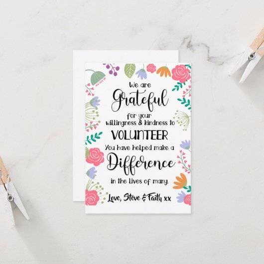 Freiwilligenwochenkarte Karte (Vorderseite/Rückseite Beispiel)