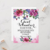 Freiwilliger Dank, Volunteer Wertschätzung Geschen Karte (Vorderseite/Rückseite Beispiel)