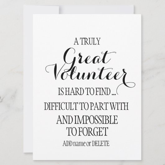 Freiwilliger Dank, Volunteer Wertschätzung Geschen Karte (Vorderseite)
