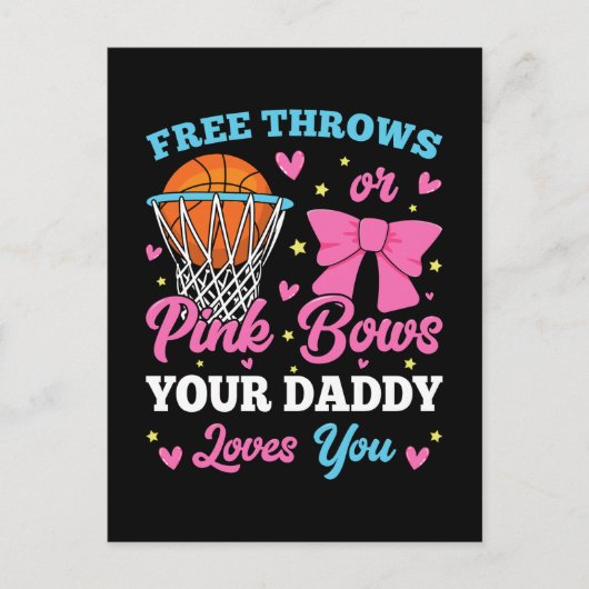 Freiwürfe oder rosa Schleifen Daddy liebt dich Postkarte (Vorderseite)