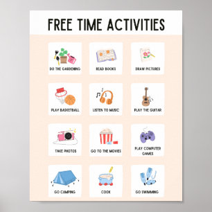 Freizeit Aktivitäten Schulunterricht Bildung Lerne Poster