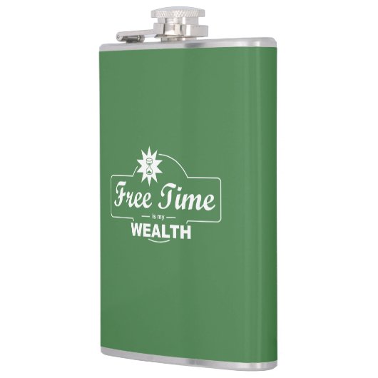 Freizeit ist mein Reichtum Flachmann (Links)