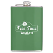 Freizeit ist mein Reichtum Flachmann (Vorderseite)