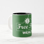 Freizeit ist mein Reichtum Zweifarbige Tasse (Vorderseite Links)